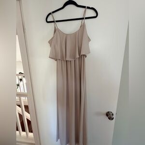 Show Me Your MuMu Beige Ruffle Maxi Dress